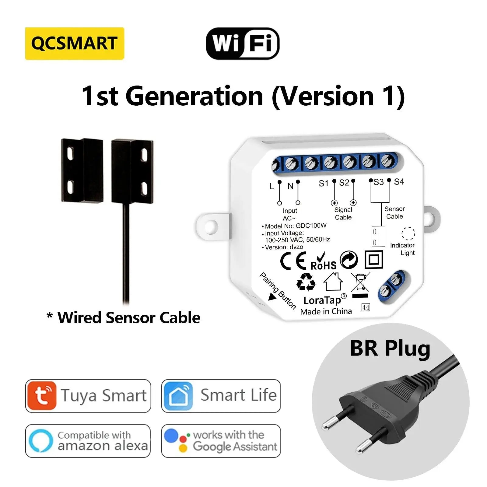 Garage Door Sensor Opener Controller Remote WiFi Switch Tuya Smart Life App Alert Works with Google Home Alexa Home Automation - DomoSpace