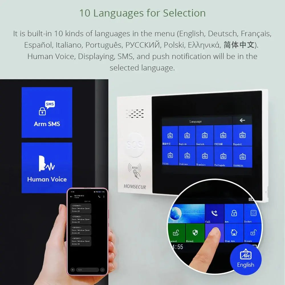 HOMSECUR Wireless Tuya APP WiFi 4G RFID Home Security Alarm System - Comprehensive Protection for Your Home - DomoSpace