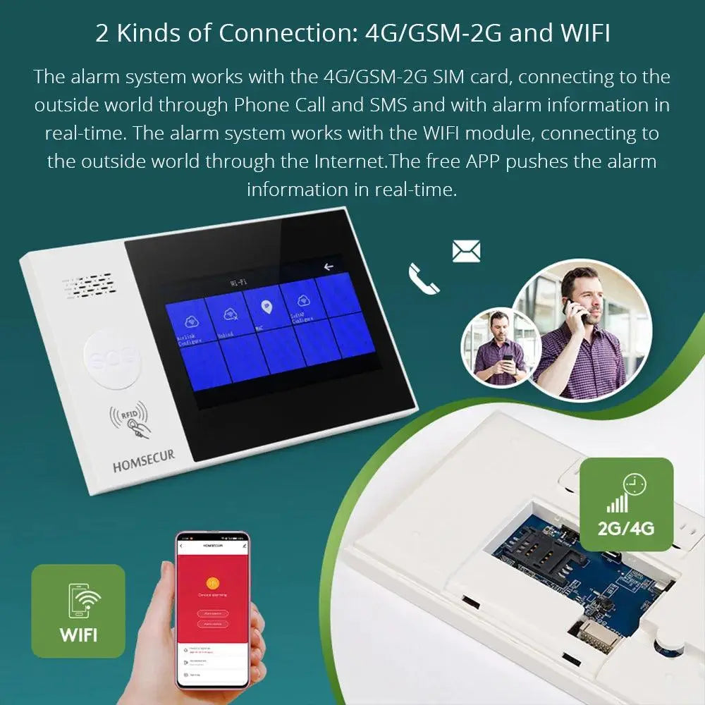 HOMSECUR Wireless Tuya APP WiFi 4G RFID Home Security Alarm System - Comprehensive Protection for Your Home - DomoSpace