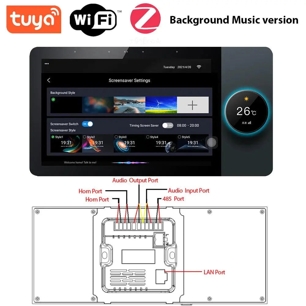 Jianshu Tuya Panel Control Wifi Zigbee Devices Tuya Zigbee Gateway Build In 6"  Nspanel Tuya Smart Home Control Panel - DomoSpace