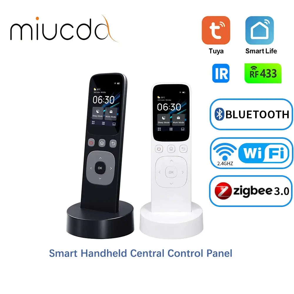 MIUCDA Tuya WiFi Smart Handheld Central Control Panel supports IR,RF,Wi-Fi,Zigbee and BLE,connecting various smart home devices - DomoSpace