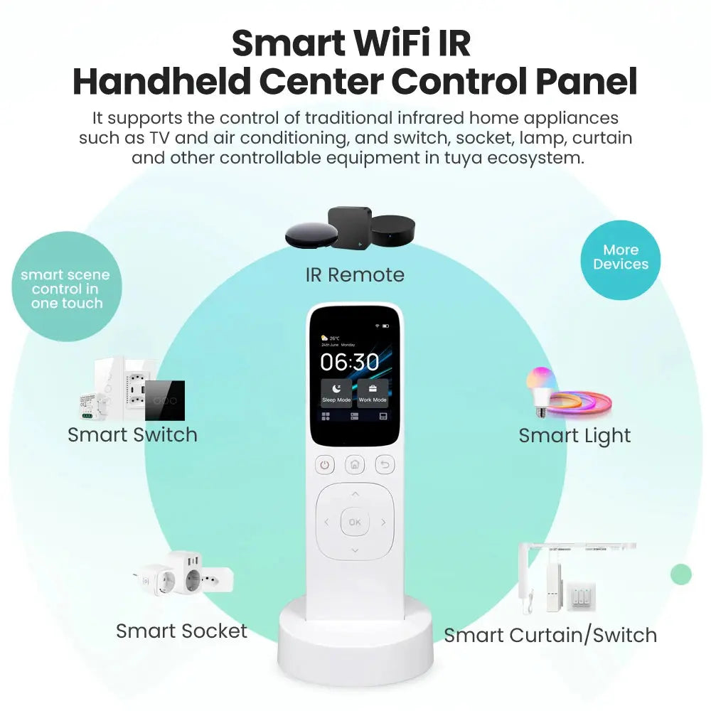 MIUCDA Tuya WiFi Smart Handheld Central Control Panel supports IR,RF,Wi-Fi,Zigbee and BLE,connecting various smart home devices - DomoSpace