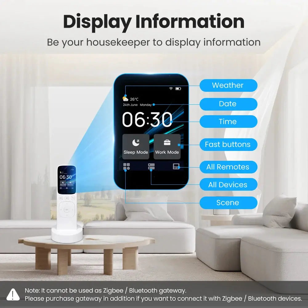 MIUCDA Tuya WiFi Smart Handheld Central Control Panel supports IR,RF,Wi-Fi,Zigbee and BLE,connecting various smart home devices - DomoSpace