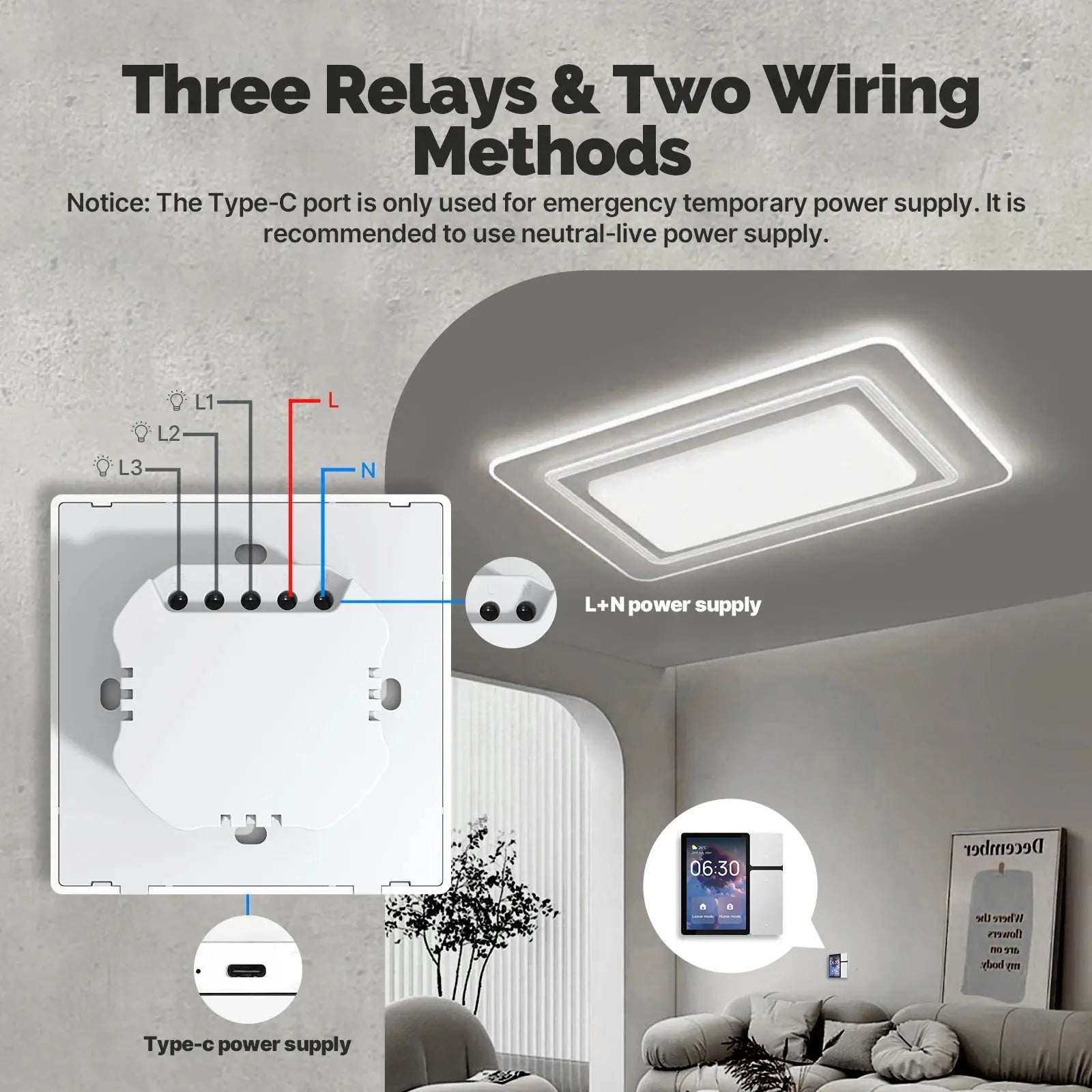 MOES Tuya WiFi 3.5-inch Smart Control Panel Screen 3 Relays 3 Physical Buttons IR Remote Control Bluetooth Sigmesh Hub Built-in - DomoSpace