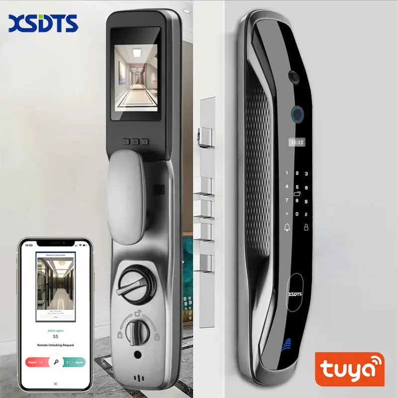 New Biometric Fingerprint Lock Security Smart Door Lock Password Electronic Locks Key IC Card Unlock APP Camera Electronic Lock - DomoSpace