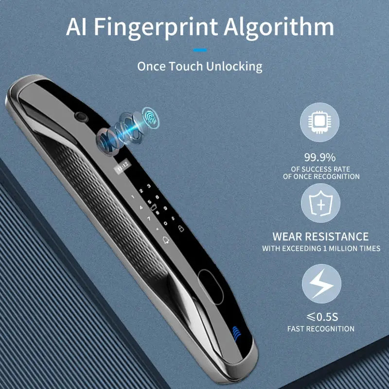 New Biometric Fingerprint Lock Security Smart Door Lock Password Electronic Locks Key IC Card Unlock APP Camera Electronic Lock - DomoSpace