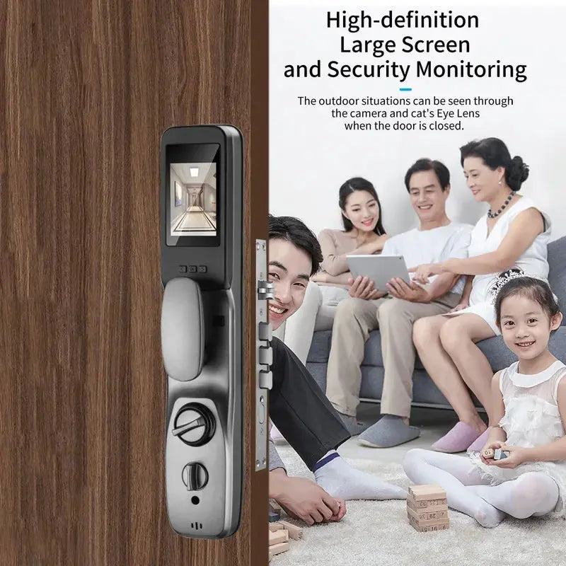 New Biometric Fingerprint Lock Security Smart Door Lock Password Electronic Locks Key IC Card Unlock APP Camera Electronic Lock - DomoSpace