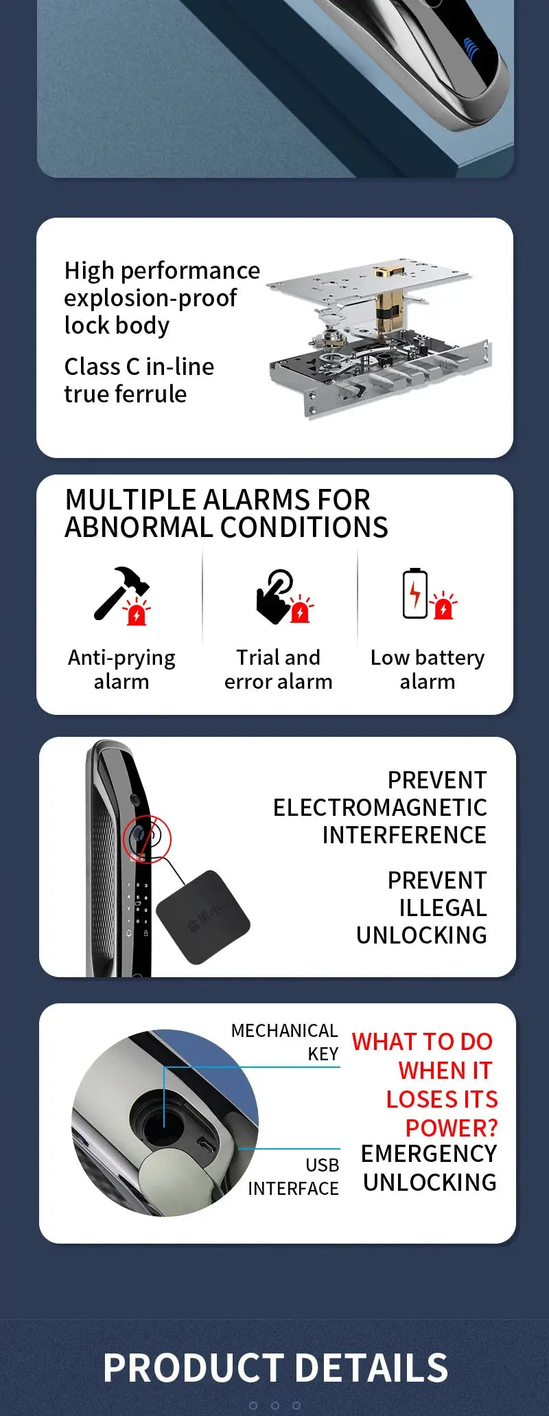 New Biometric Fingerprint Lock Security Smart Door Lock Password Electronic Locks Key IC Card Unlock APP Camera Electronic Lock - DomoSpace