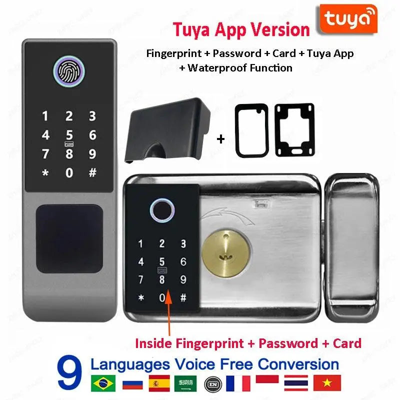 Outdoor Waterproof Tuya Smart Lock with Remote Control IC Card Digital Key-pad Electronic Biometria Security Lock For Gate Door - DomoSpace