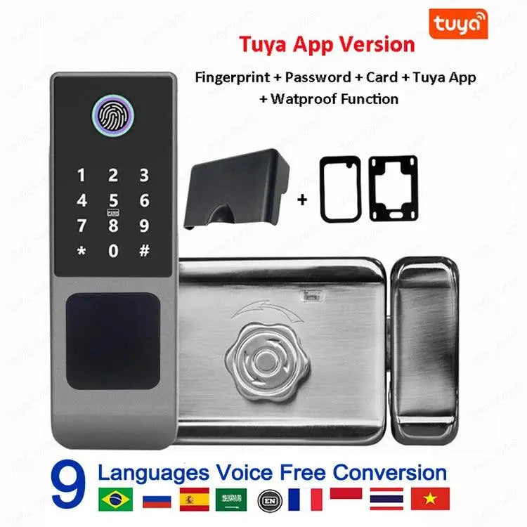 Outdoor Waterproof Tuya Smart Lock with Remote Control IC Card Digital Key-pad Electronic Biometria Security Lock For Gate Door - DomoSpace