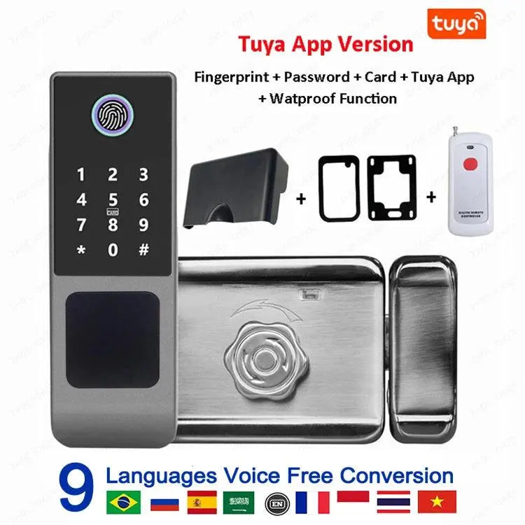 Outdoor Waterproof Tuya Smart Lock with Remote Control IC Card Digital Key-pad Electronic Biometria Security Lock For Gate Door - DomoSpace