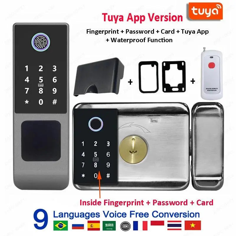 Outdoor Waterproof Tuya Smart Lock with Remote Control IC Card Digital Key-pad Electronic Biometria Security Lock For Gate Door - DomoSpace