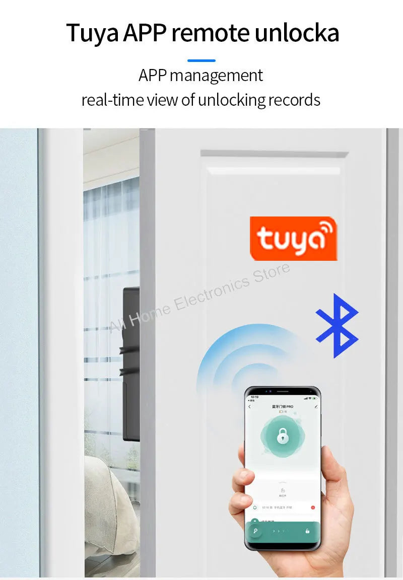 Tuya Smart Lock APP IC Card Unlock Invisible Door Lock Smart Electronic RFID Lock Indoor Wooden Door Burglar Door Locks DomoSpace