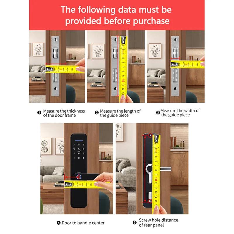 New Biometric Fingerprint Lock Security Smart Door Lock Password Electronic Locks Key IC Card Unlock APP Camera Electronic Lock - DomoSpace