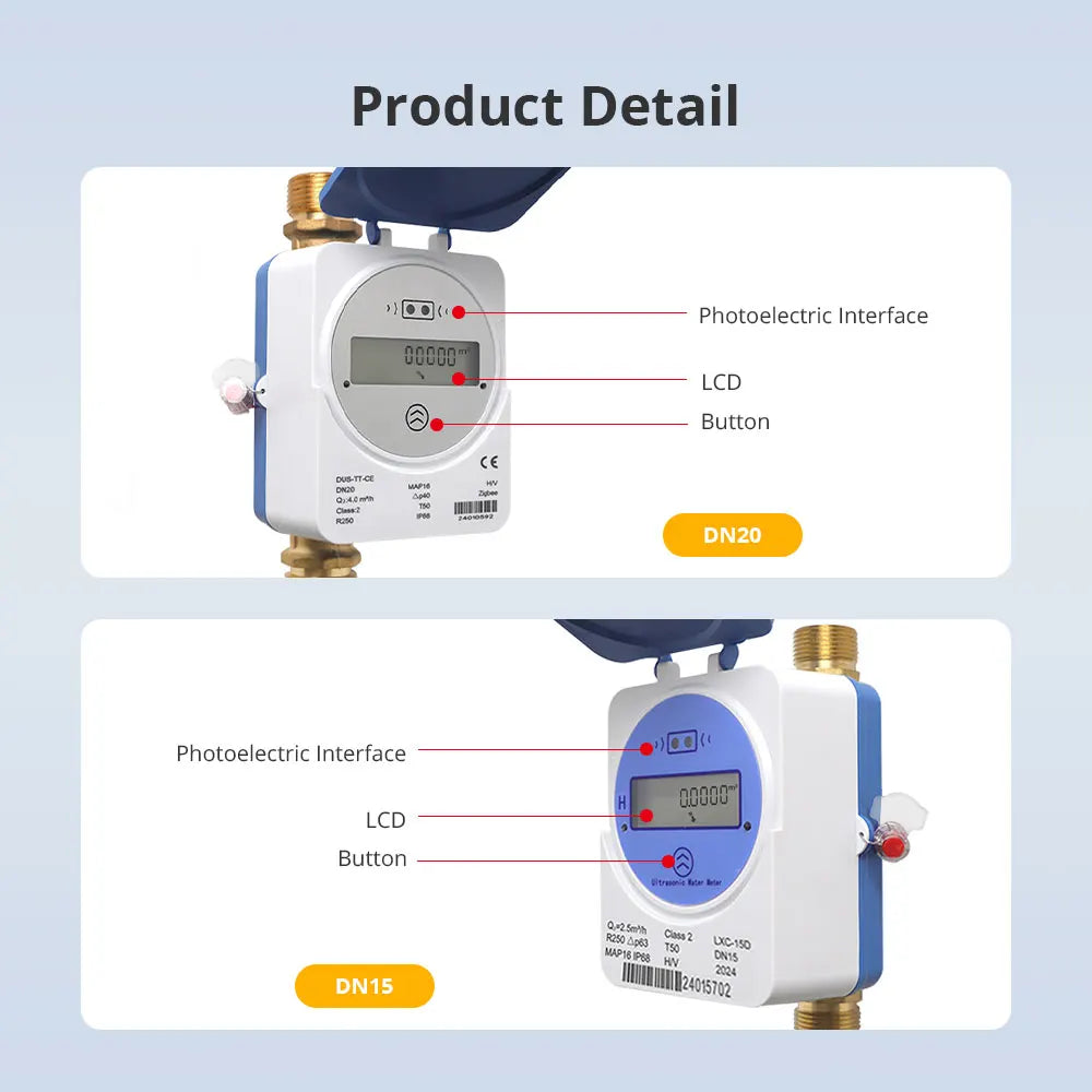 Tuya Zigbee Smart Ultrasonic Water Meter IP68 LCD Digital Display Water Quantity Flow Consumption Measurement Smart Life App DomoSpace