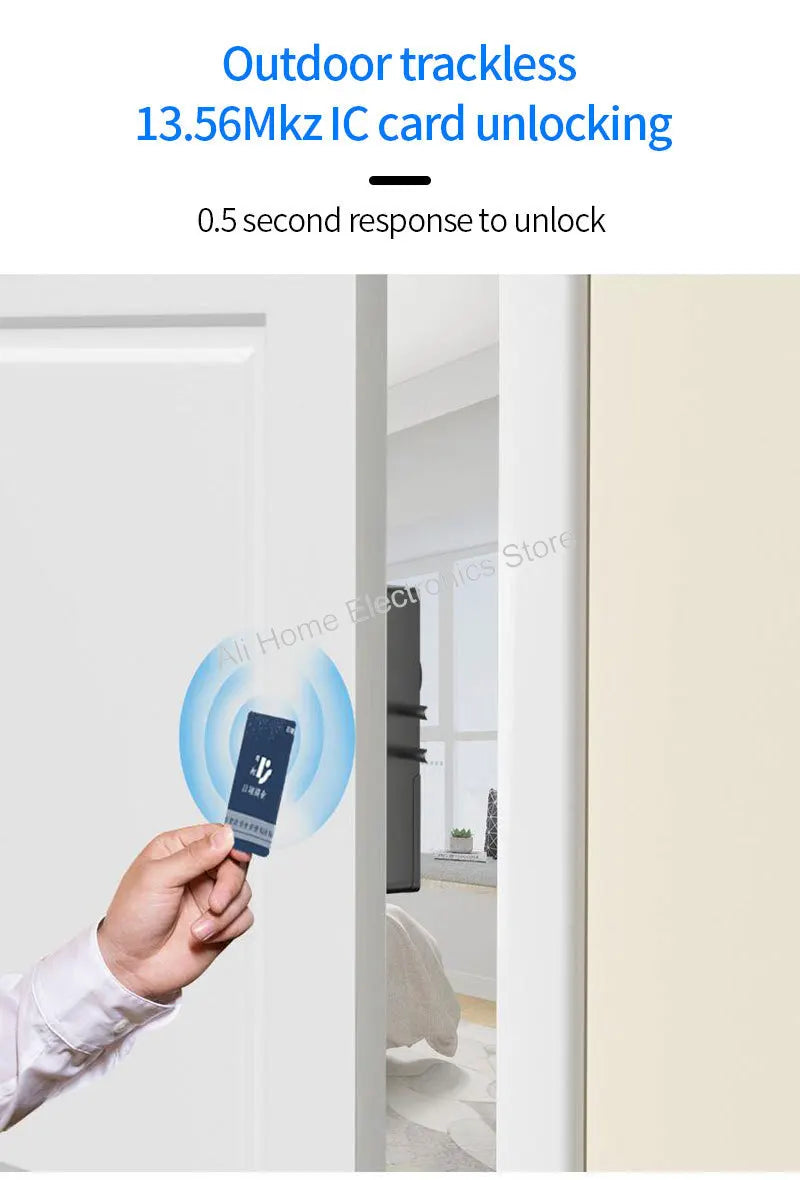 Tuya Smart Lock APP IC Card Unlock Invisible Door Lock Smart Electronic RFID Lock Indoor Wooden Door Burglar Door Locks DomoSpace