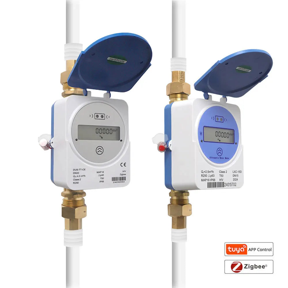 Tuya Zigbee Smart Ultrasonic Water Meter IP68 LCD Digital Display Water Quantity Flow Consumption Measurement Smart Life App DomoSpace