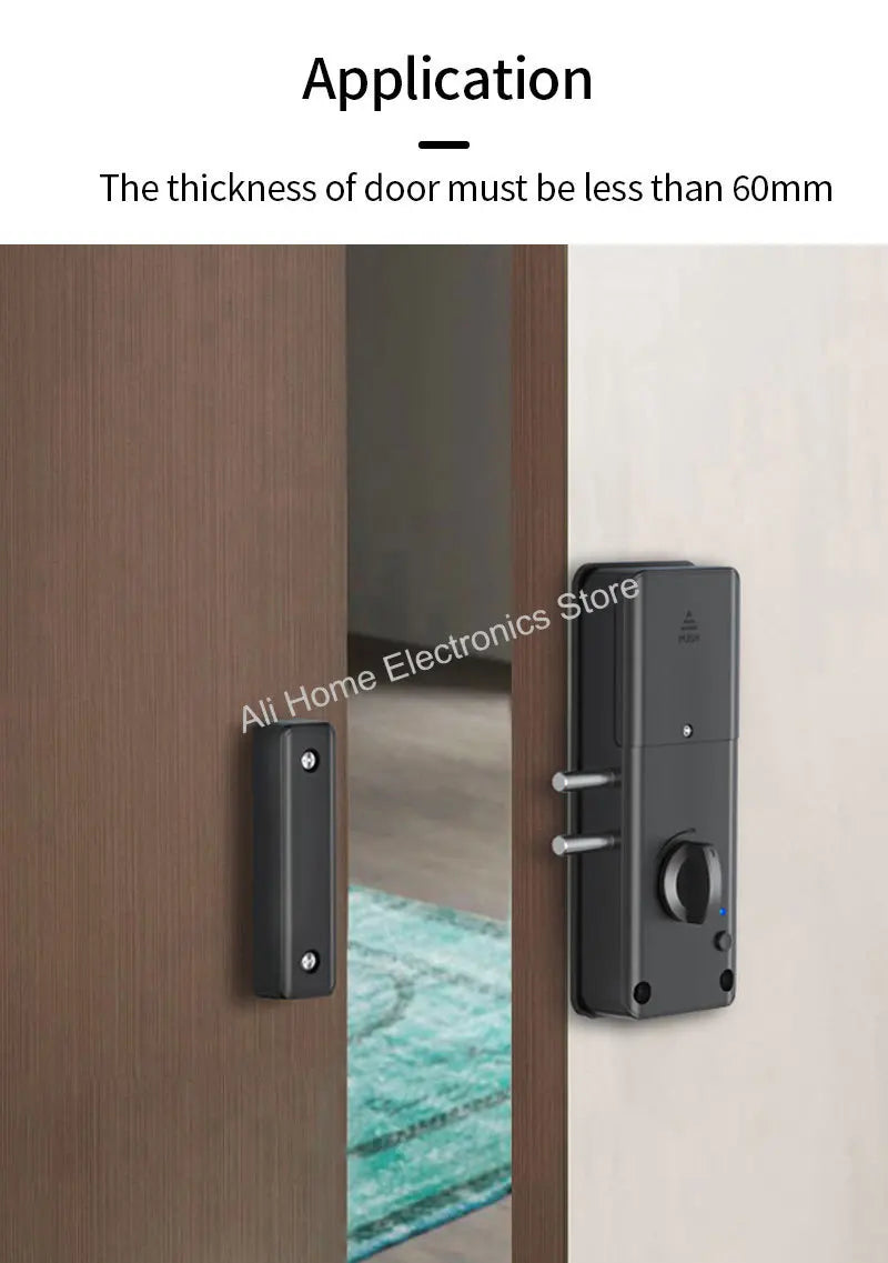 Tuya Smart Lock APP IC Card Unlock Invisible Door Lock Smart Electronic RFID Lock Indoor Wooden Door Burglar Door Locks DomoSpace