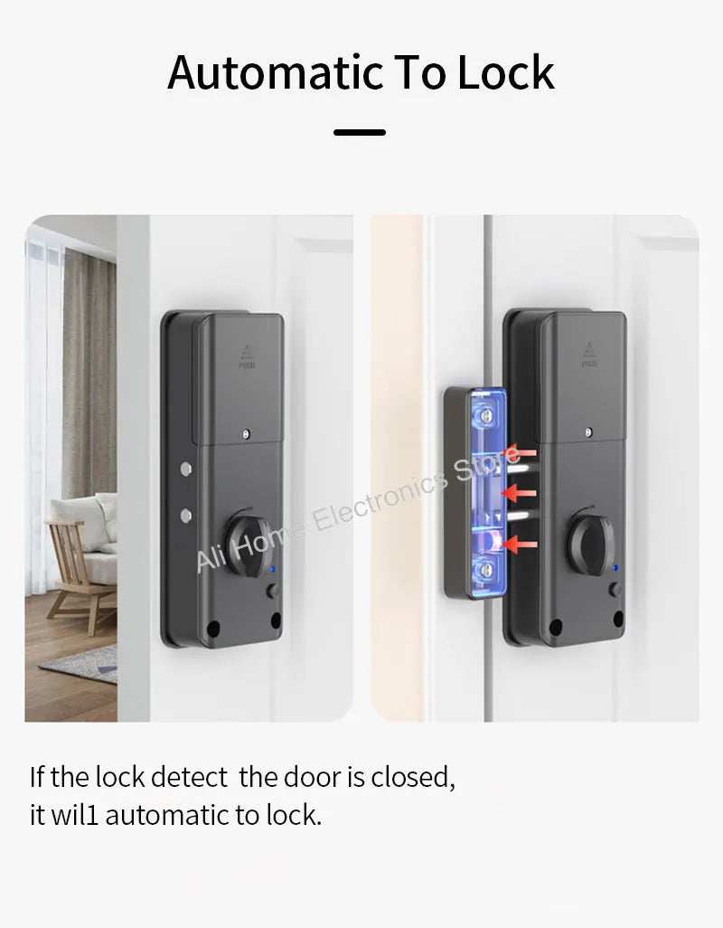 Tuya Smart Lock APP IC Card Unlock Invisible Door Lock Smart Electronic RFID Lock Indoor Wooden Door Burglar Door Locks DomoSpace