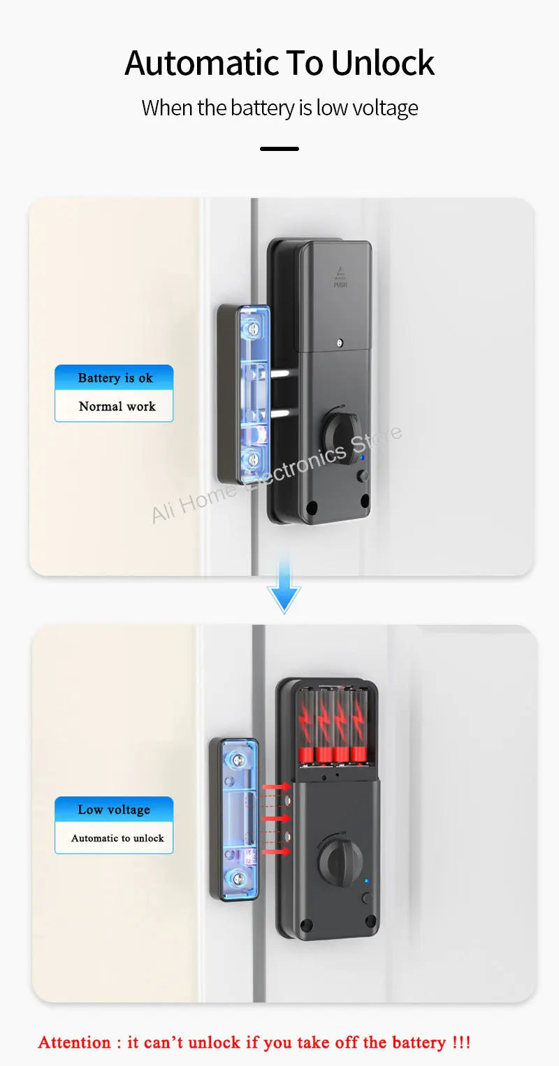 Tuya Smart Lock APP IC Card Unlock Invisible Door Lock Smart Electronic RFID Lock Indoor Wooden Door Burglar Door Locks DomoSpace