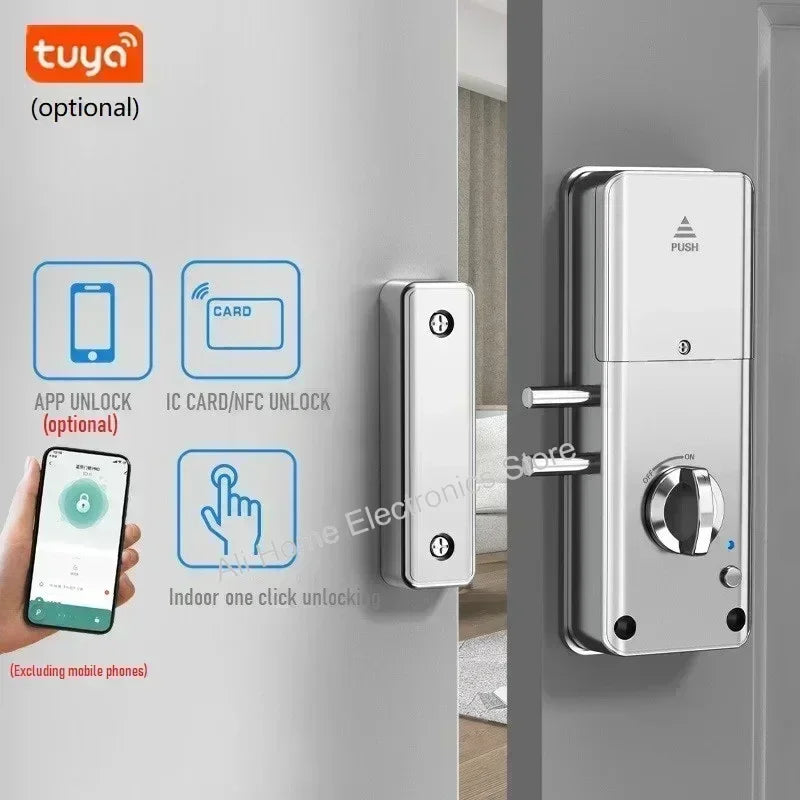 Tuya Smart Lock APP IC Card Unlock Invisible Door Lock Smart Electronic RFID Lock Indoor Wooden Door Burglar Door Locks DomoSpace