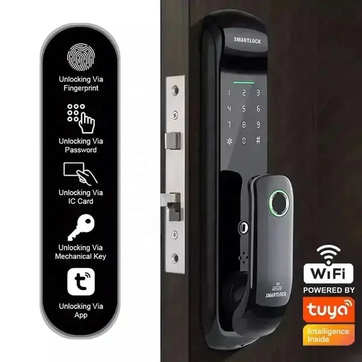 Smart Fingerprint Lock Tuya TT APP Office Interior Wooden Door Apartment Hotel Rentals Electronic Code Lock - DomoSpace