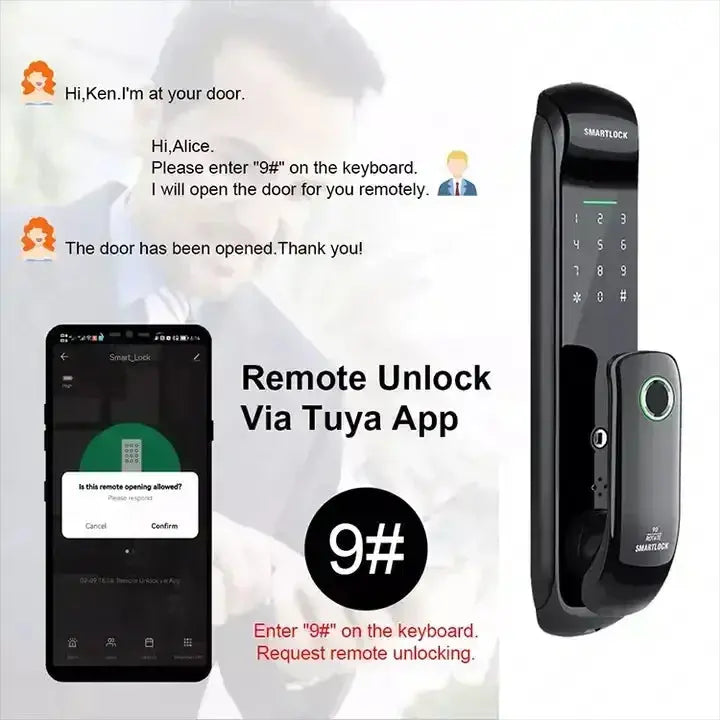 Smart Fingerprint Lock Tuya TT APP Office Interior Wooden Door Apartment Hotel Rentals Electronic Code Lock - DomoSpace