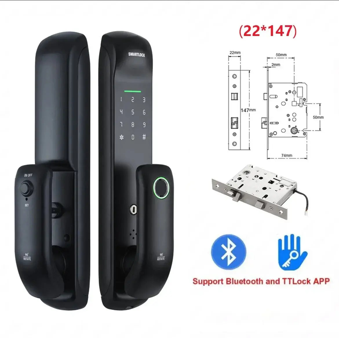 Smart Fingerprint Lock Tuya TT APP Office Interior Wooden Door Apartment Hotel Rentals Electronic Code Lock - DomoSpace