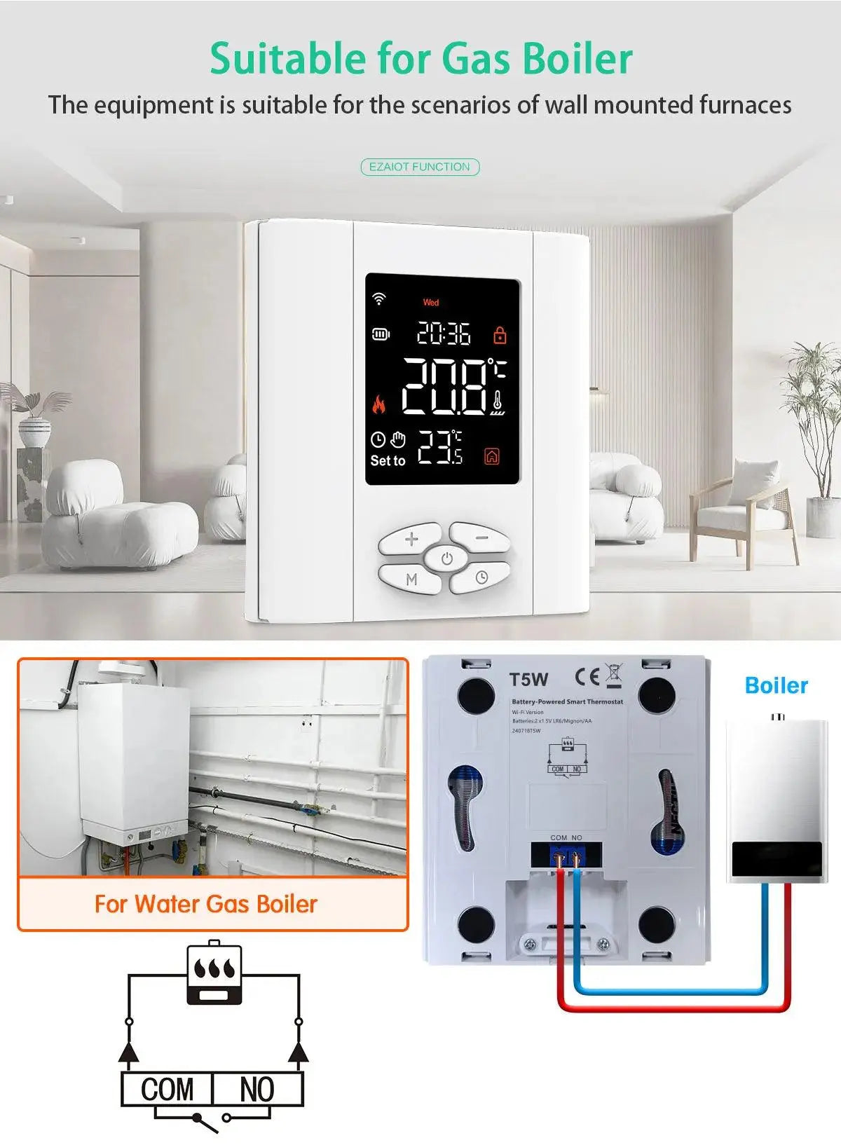 Smart Hotel Wireless Temperature Controller - WiFi-Enabled for Gas Boilers - DomoSpace