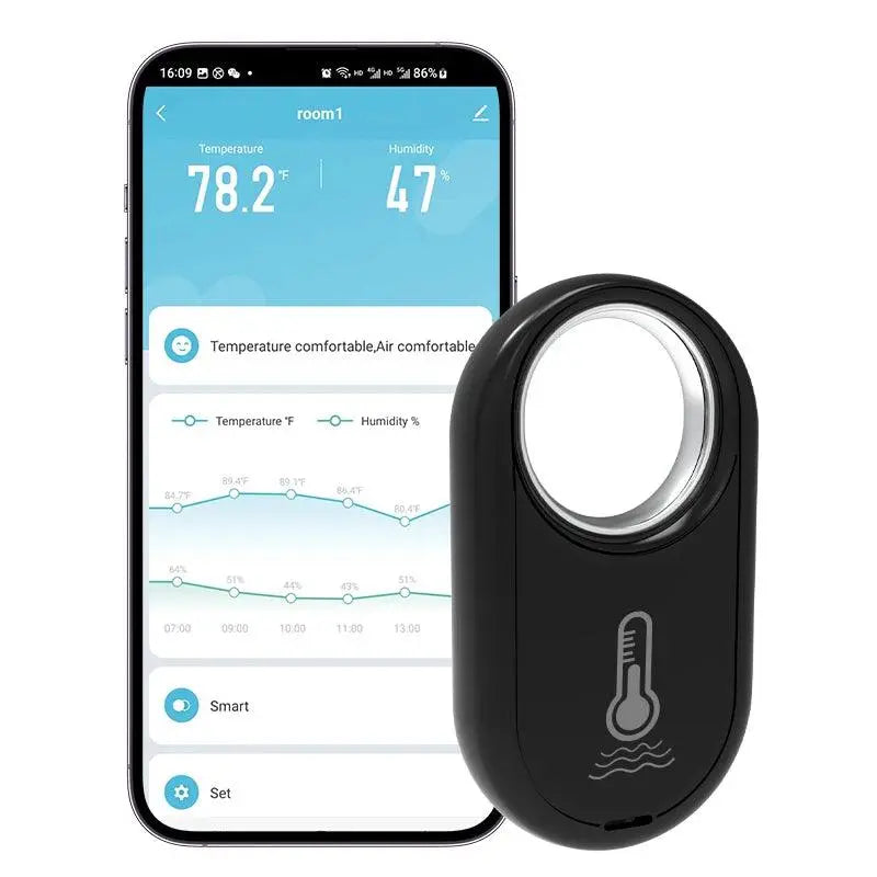 Smart Temperature and Humidity Sensor - App Alert &amp; Remote Monitoring - DomoSpace