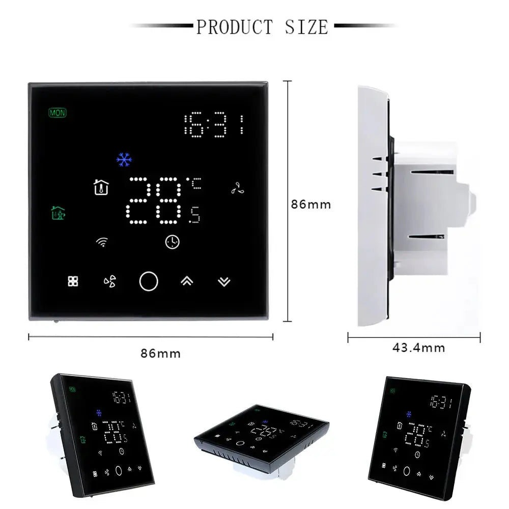 TUYA Zigbee Wifi Thermostat For Replacing Upgrade  Air Conditioner Heating and Cooling Temperature 3 Speed Fan App Controller - DomoSpace