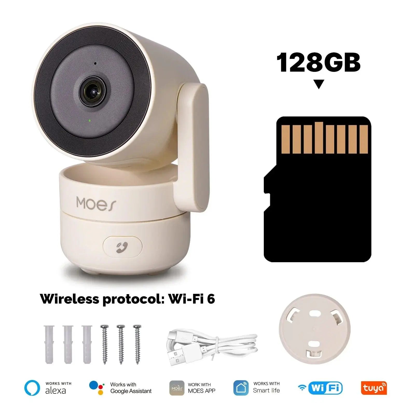 MOES Tuya Wi-Fi 6 Smart Indoor 4MP HD Security Pan/Tilt Camera Motion Tracking & Sound Detection Infrared Night Vision Monitor - DomoSpace