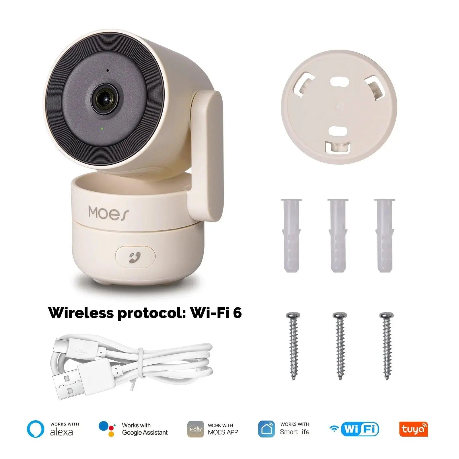 MOES Tuya Wi-Fi 6 Smart Indoor 4MP HD Security Pan/Tilt Camera Motion Tracking & Sound Detection Infrared Night Vision Monitor - DomoSpace