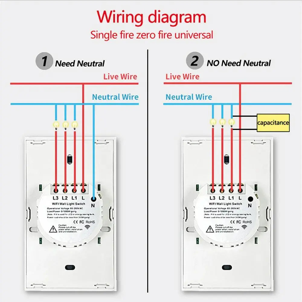 Touch Sensor LED Light Wall Switch for Home - Bluetooth and Wi-Fi Control - DomoSpace