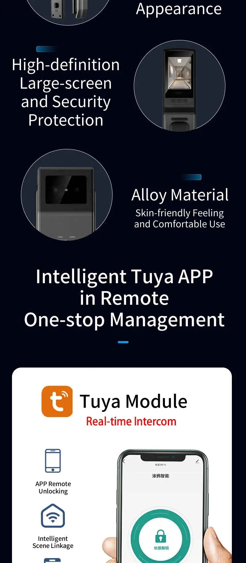 Tuya 3D Face Real-time Intercom Smart Door Lock - DomoSpace