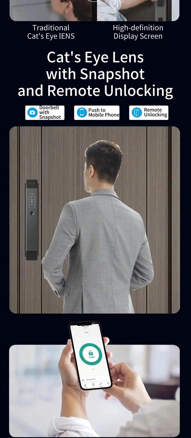 Tuya 3D Face Real-time Intercom Smart Door Lock - DomoSpace