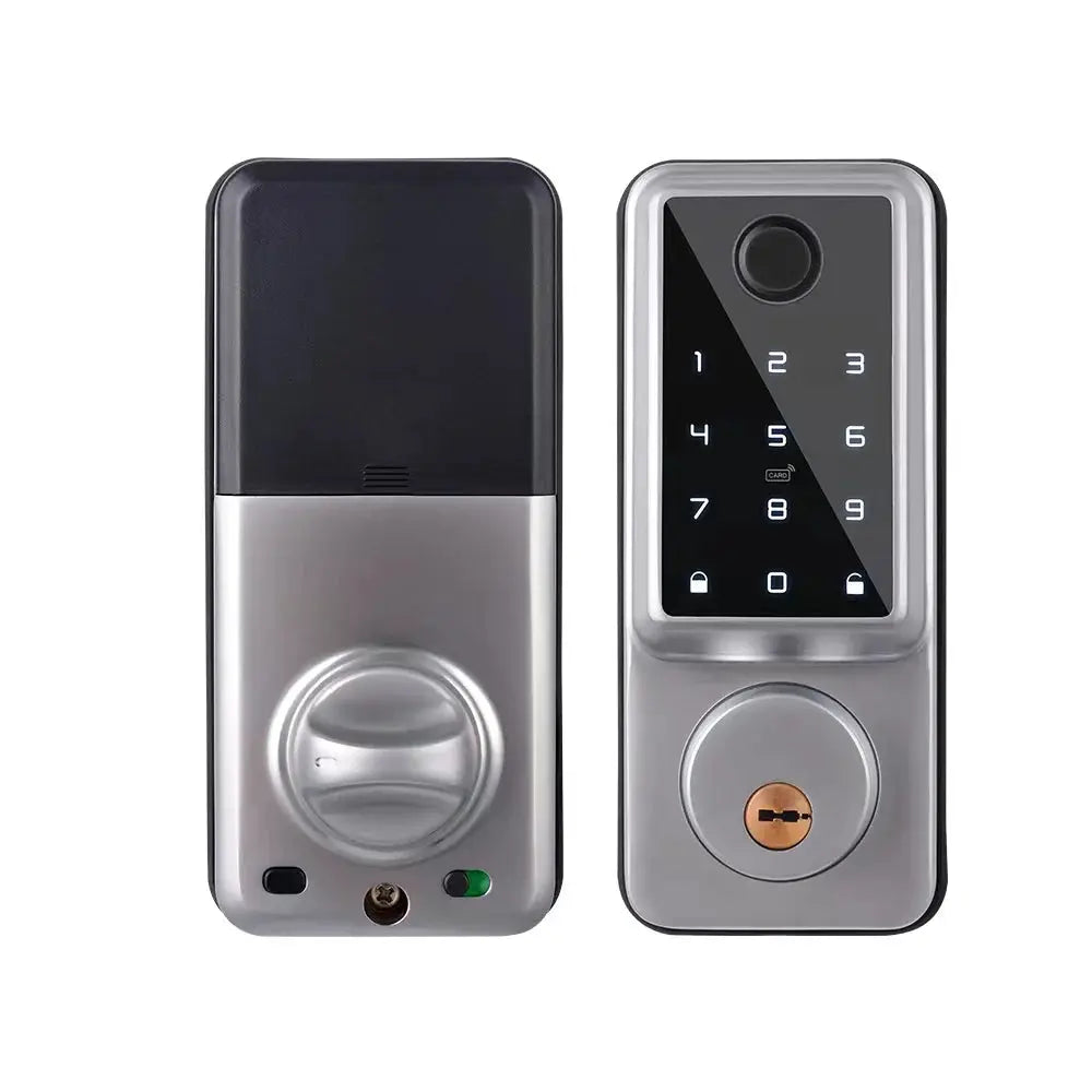 Tuya APP WIFI Automatic Electronic Keyless Deadbolt Smart Door Lock With Digital Code Fingerprint IC Card Mechanical Key Unlock - DomoSpace