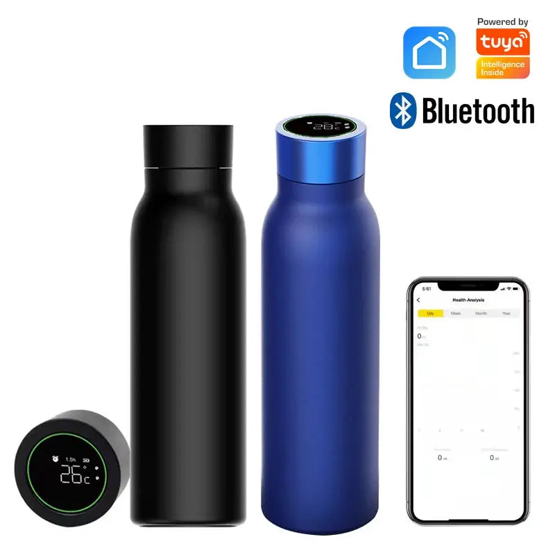 Tuya Bluetooth Smart Water Bottle Drinking Reminder Temperature Display Water Consumption Record Warm and Cold Insulation Bottle - DomoSpace