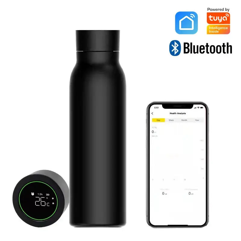 Tuya Bluetooth Smart Water Bottle Drinking Reminder Temperature Display Water Consumption Record Warm and Cold Insulation Bottle - DomoSpace