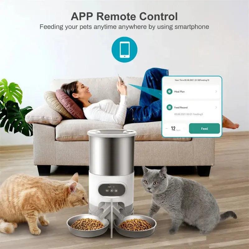 Tuya Smart APP Pet Feeder Cat And Dog Food Automatic Dispenser Suitable For Small And Medium-Sized Cats And Dogs Remote Feeding - DomoSpace