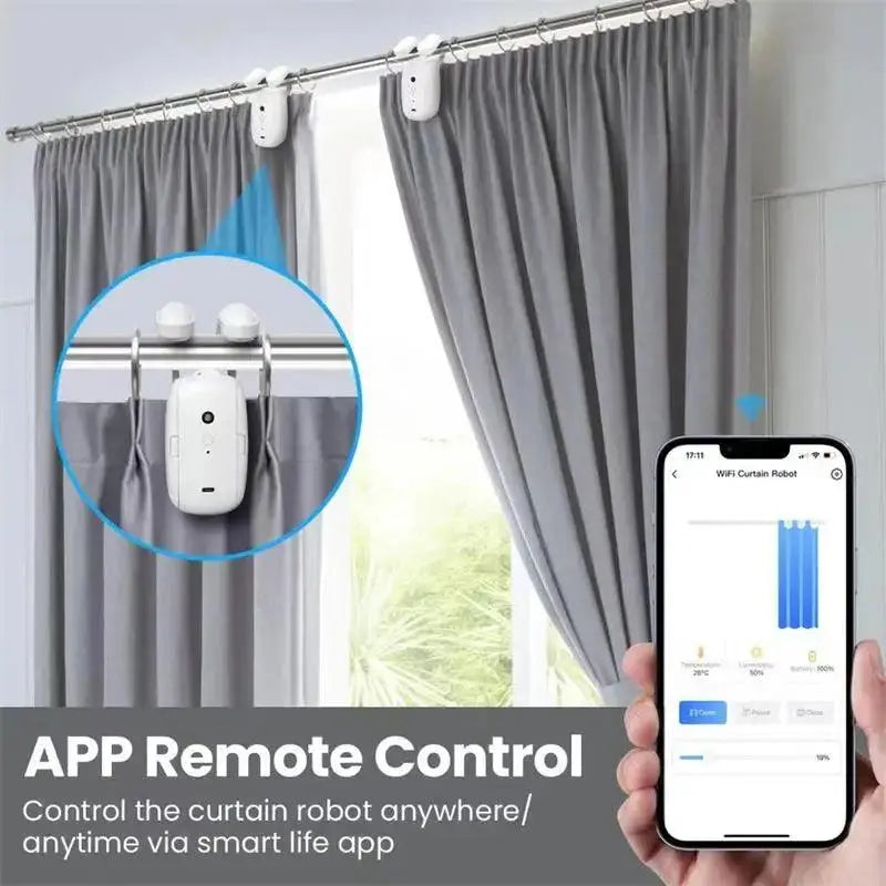 Tuya Smart Electric Curtain Robot with WiFi &amp; Bluetooth - Voice Control with Alexa &amp; Google Home - DomoSpace