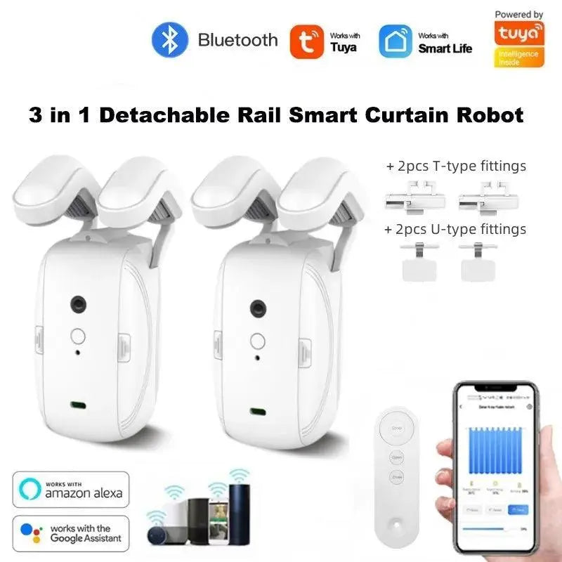 Tuya Smart Electric Curtain Robot with WiFi &amp; Bluetooth - Voice Control with Alexa &amp; Google Home - DomoSpace