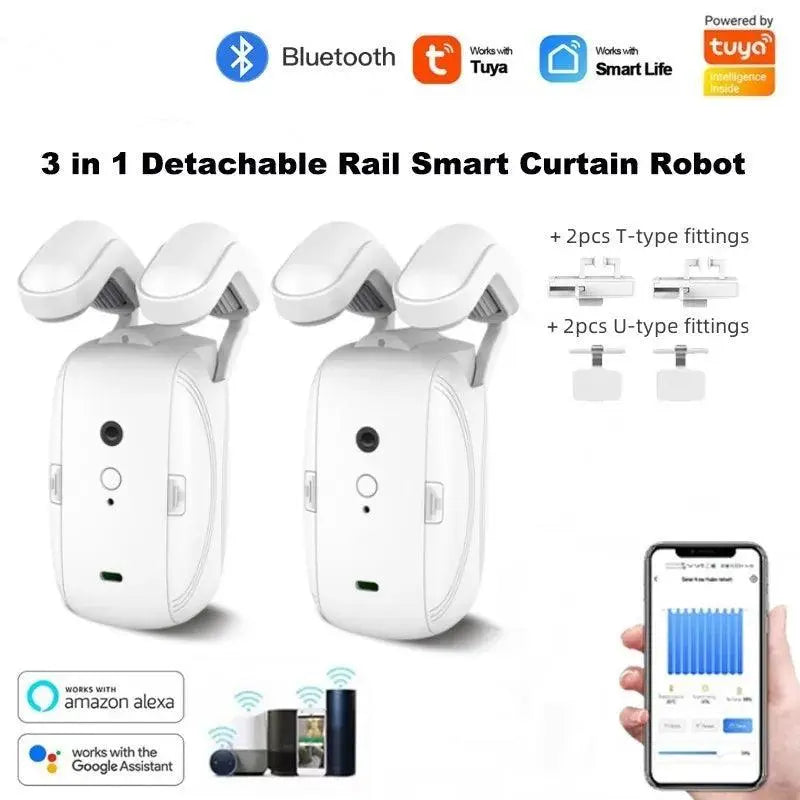 Tuya Smart Electric Curtain Robot with WiFi &amp; Bluetooth - Voice Control with Alexa &amp; Google Home - DomoSpace