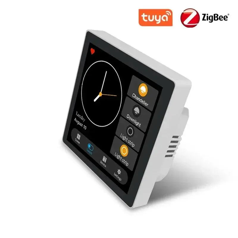 Tuya Smart Home Multiple Zigbee Control Panel LCD Touch Screen 3 Gang Smart Switch Zigbee Gateway Alexia for Home Voice Command - DomoSpace