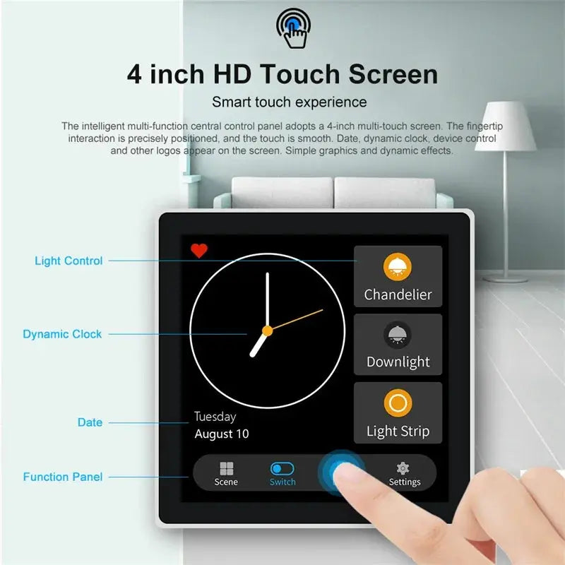 Tuya Smart Home Multiple Zigbee Control Panel LCD Touch Screen 3 Gang Smart Switch Zigbee Gateway Alexia for Home Voice Command - DomoSpace