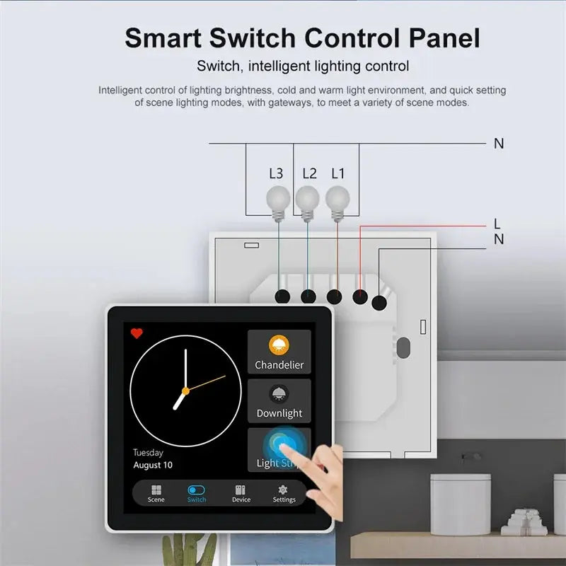 Tuya Smart Home Multiple Zigbee Control Panel LCD Touch Screen 3 Gang Smart Switch Zigbee Gateway Alexia for Home Voice Command - DomoSpace