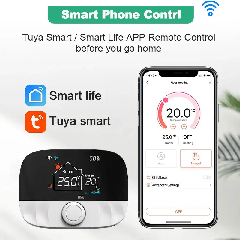 Tuya Smart Home Wifi Thermostat RF433 Wireless Floor Heater Water Gas Boiler Smart Life Temperature Controller Alexa Google - DomoSpace