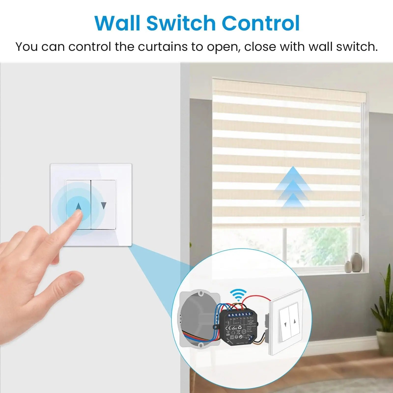 Tuya Smart Life 4th Generation Curtain Switch Roller, wireless curtain switch - DomoSpace