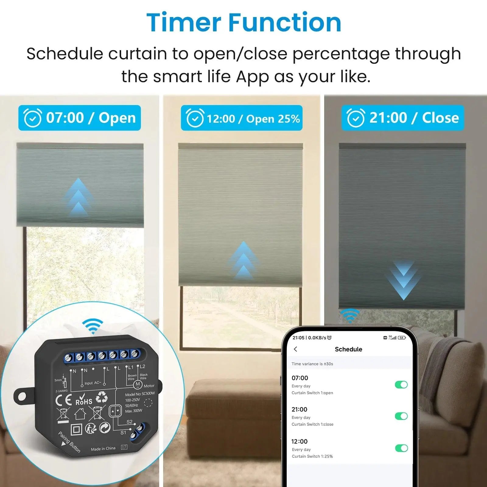 Tuya Smart Life 4th Generation Curtain Switch Roller, wireless curtain switch - DomoSpace