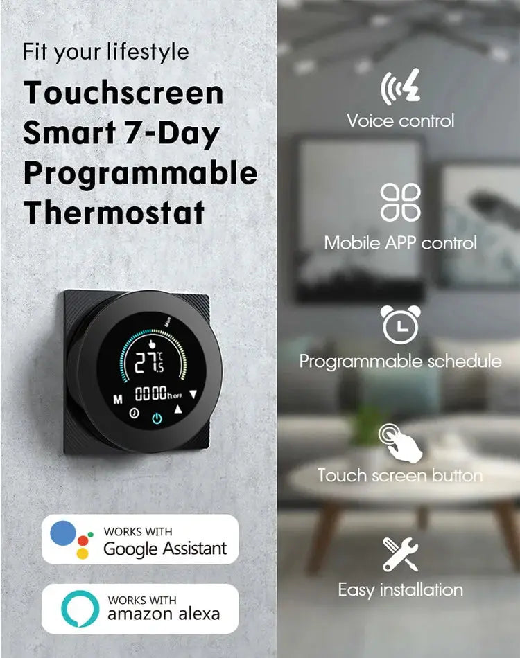 Tuya Smart Life ZigBee Thermostat Controller Switch, Floor, Water, Gas Boiler Heating, 110V, 240V, Support Alexa, Google Home - DomoSpace